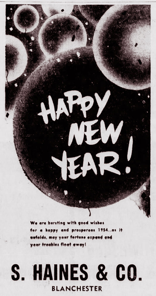 1953. S. Haines & Co. New Year ad.