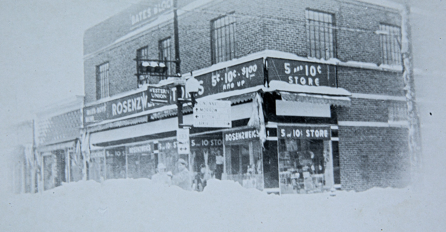 1950 Snowstorm. Main Street and Broadway. Blanchester.