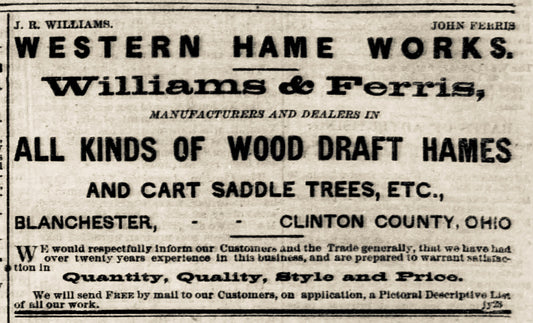 1869. Western Hames Works ad.