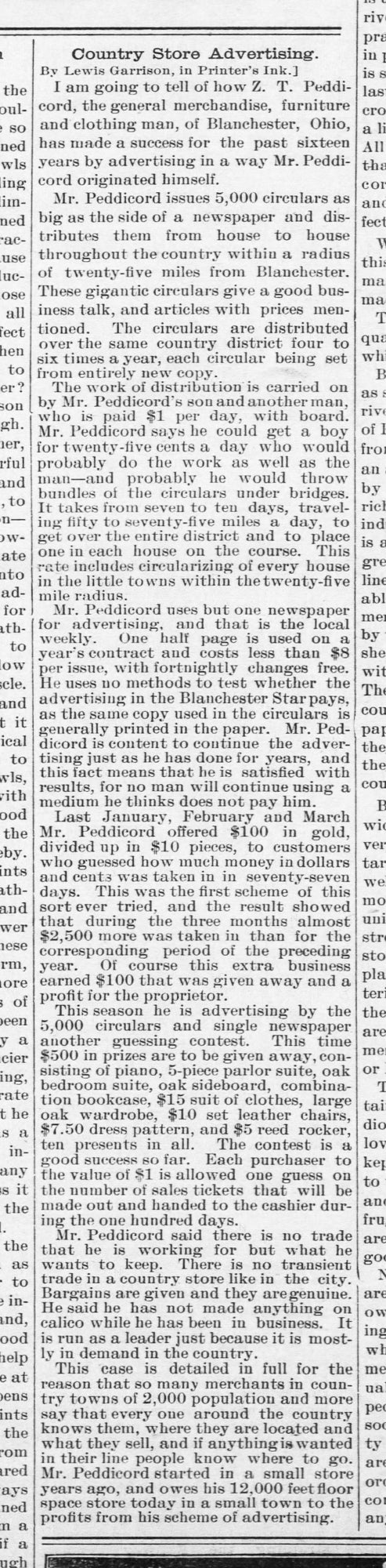 1897 Z.T. Peddicords Country Advertising.