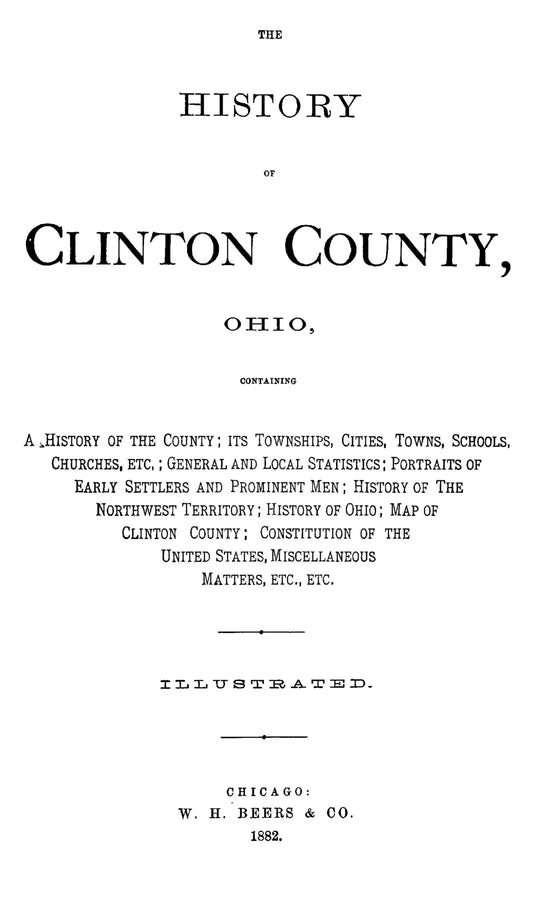 1882.The History Of Clinton County. W. H. BEERS & CO.